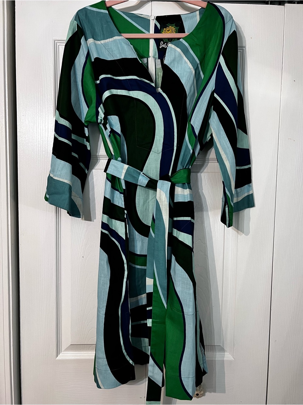 Lesley Evers Drew Dress in Green Wave (Archive)Print